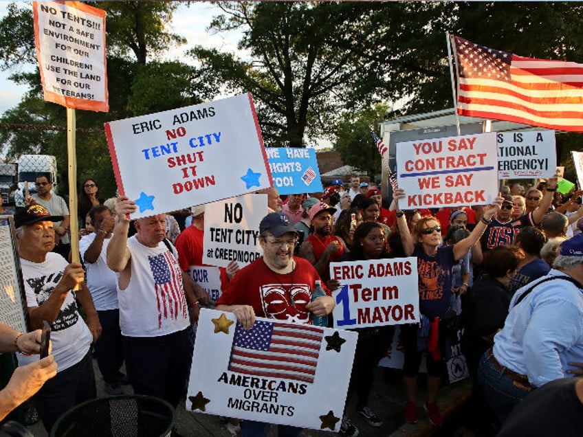 take them back protest forms in front of nyc migrant shelter