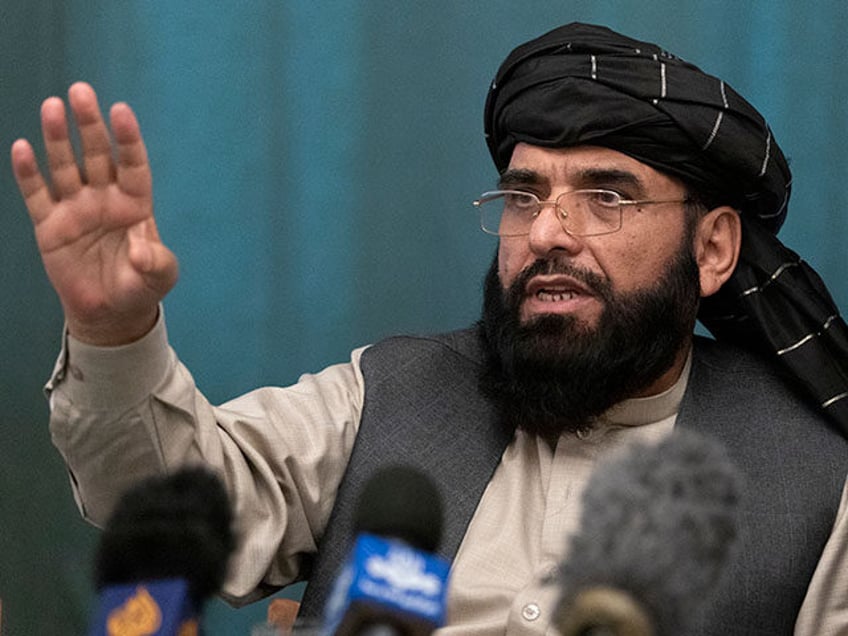 Suhail Shaheen, Afghan Taliban spokesman speaks during a joint news conference in Moscow, Russia. The Taliban broke its silence Thursday, Aug. 4, 2022, days after a U.S. drone strike killing al-Qaida’s top leader in Afghanistan’s capital, acknowledging his slaying, and pledging to launch an investigation. Shaheen, the head of the …