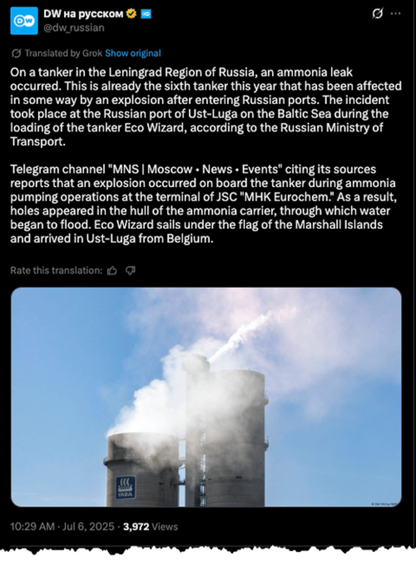 tanker explosion reported at russias ust luga seaport 