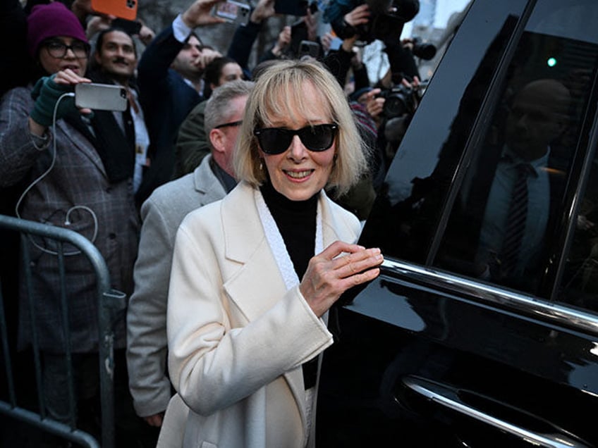 Writer E. Jean Carroll leaves federal court after the verdict in her defamation case against former US president Donald Trump in New York on January 26, 2024. Trump was ordered Friday by a New York jury to pay $83 million in damages to Carroll, whom he publicly insulted and called …