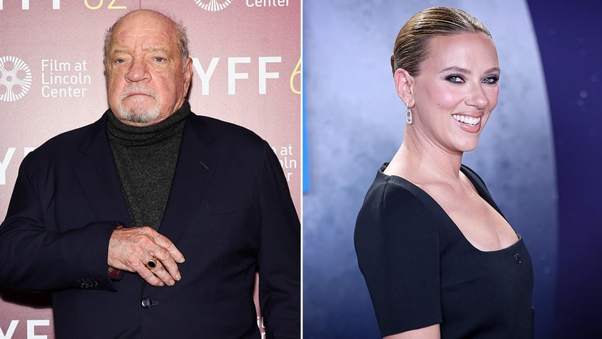 Side by side photos of Paul Schrader and Scarlett Johansson