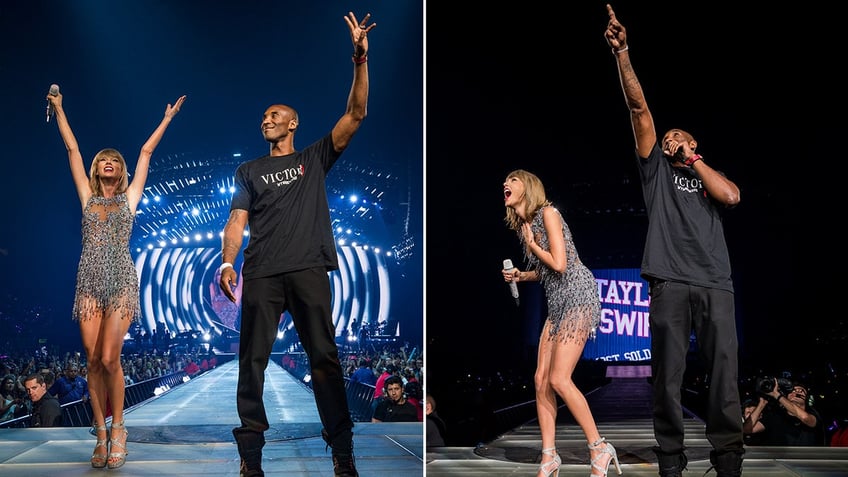 Taylor Swift and Kobe Bryant onstage at the 1989 tour