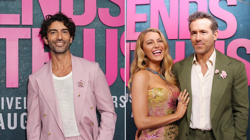 Justin Baldoni, Blake Lively and Ryan Reynolds at premiere