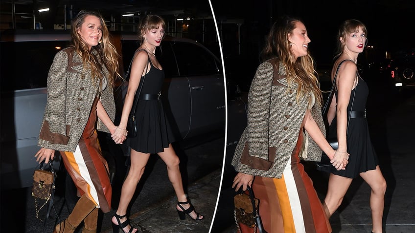 taylor swift steals nyc spotlight during dinner with blake lively sophie turner and brittany mahomes