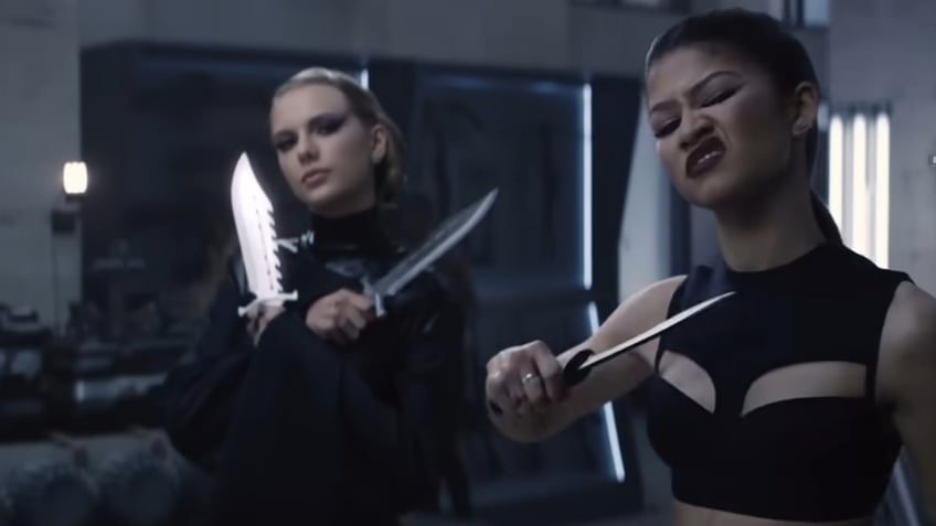 Taylor Swift and Zendaya in the "Bad Blood" music video