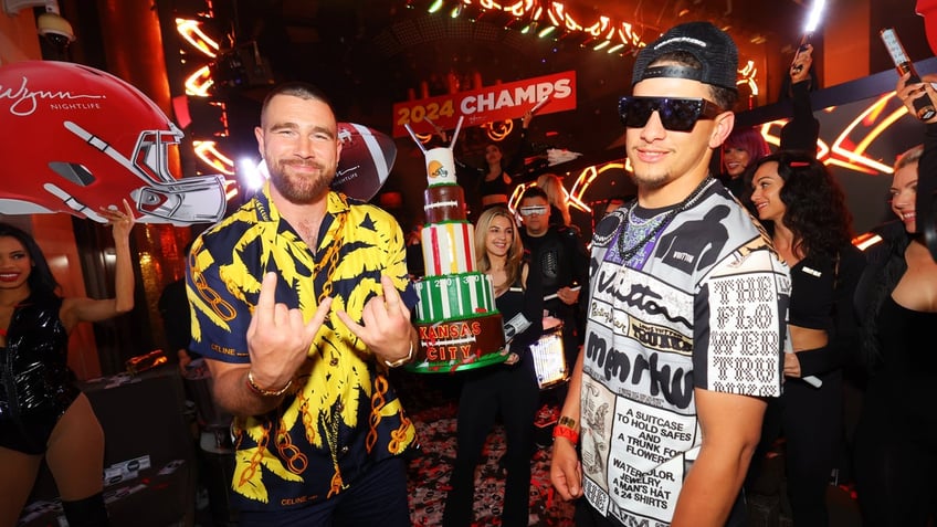 Travis Kelce and Patrick Mahomes at XS Nightclub