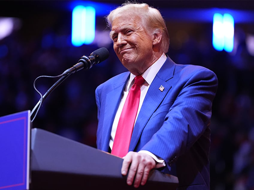 Former President Donald Trump speaks at a rally at Madison Square Garden in New York City