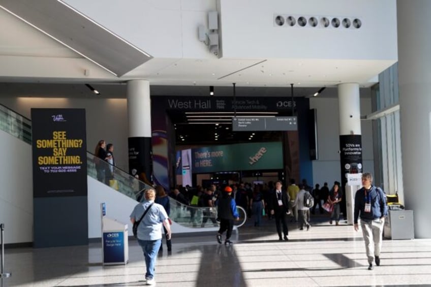 Attendees walk through the main entrance during the Consumer Electronics Show in Las Vegas