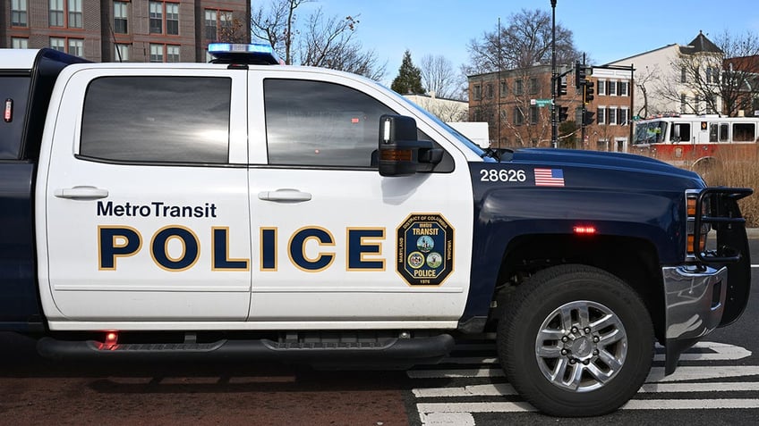 Metro Police car parked outside of a station