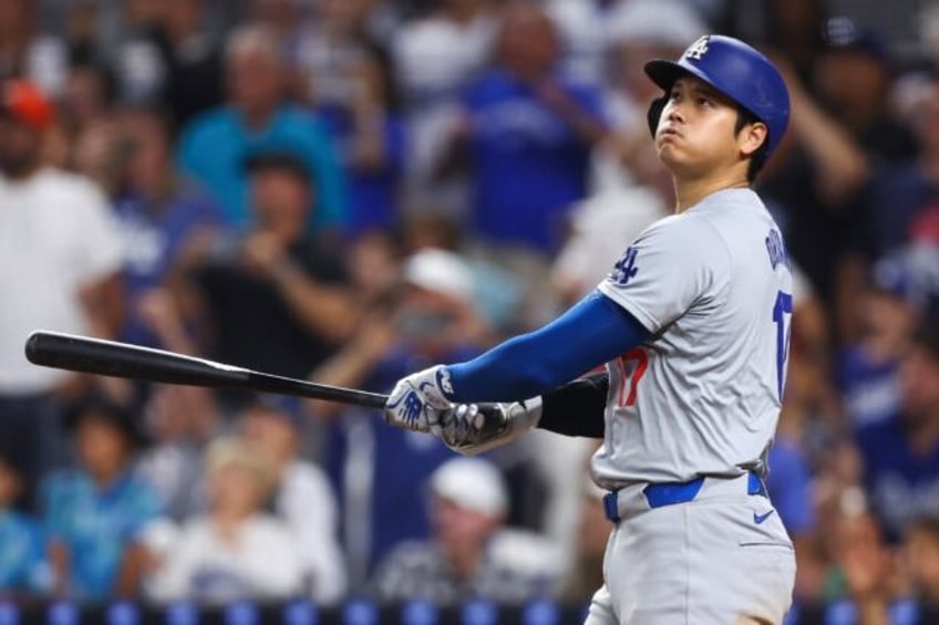 Shohei Ohtani blasts his 50th home run of the season against Miami last week