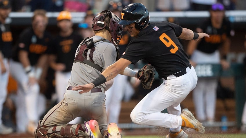 Hunter Ensley avoids the tag