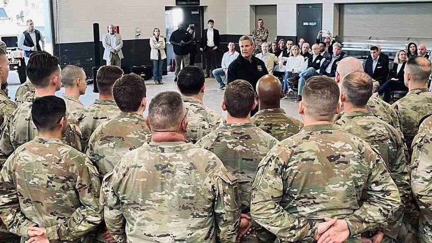 Gov. Bill Lee speaking to National Guard