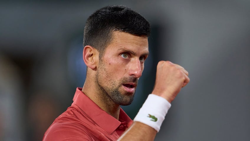 Novak Djokovic celebrates point