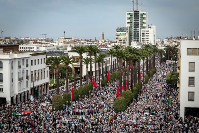 tens of thousands march in morocco for palestinians