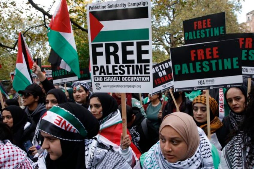 tens of thousands of pro palestinian protesters march in london as israel hamas war roils the world