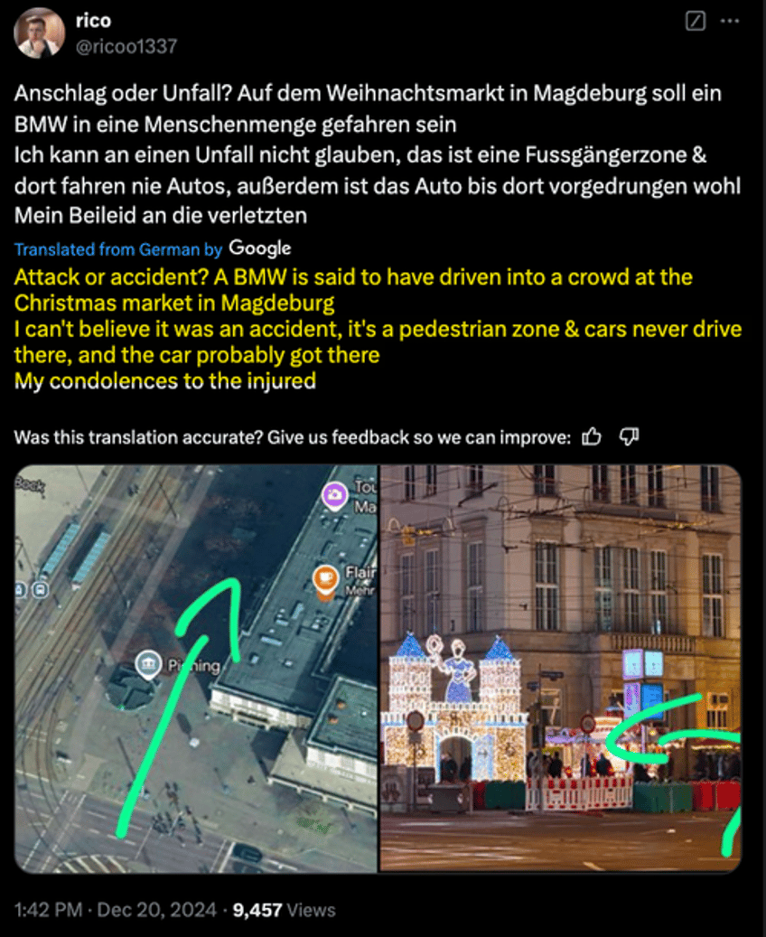terror or accident car plows into german christmas market