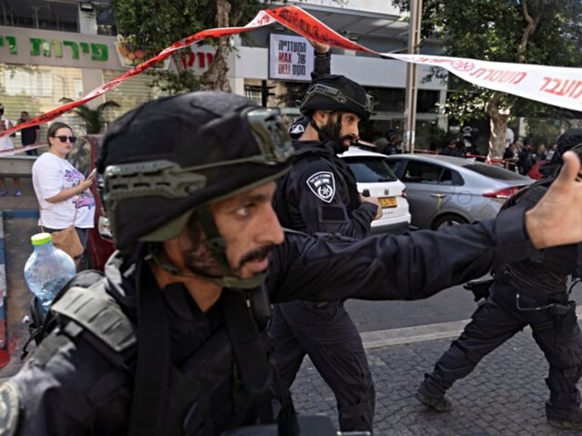 HADERA, ISRAEL - OCTOBER 9: Israeli police officers patrol the streets after a stabbing at