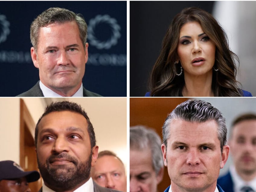 Mike Waltz, John Nacion/Getty Images. Kristi Noem, Kevin Dietsch/Getty Images. Kash Patel,