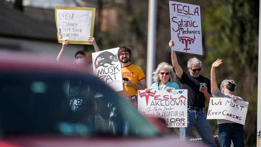 tesla protest in Georgia