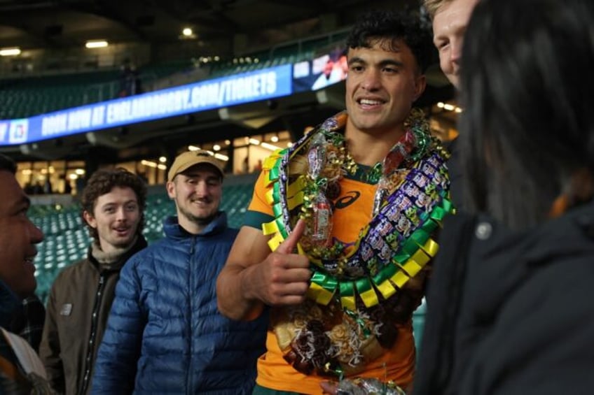 Immediate impact: Australia centre Joseph-Aukuso Suaalii was named player of the match aft