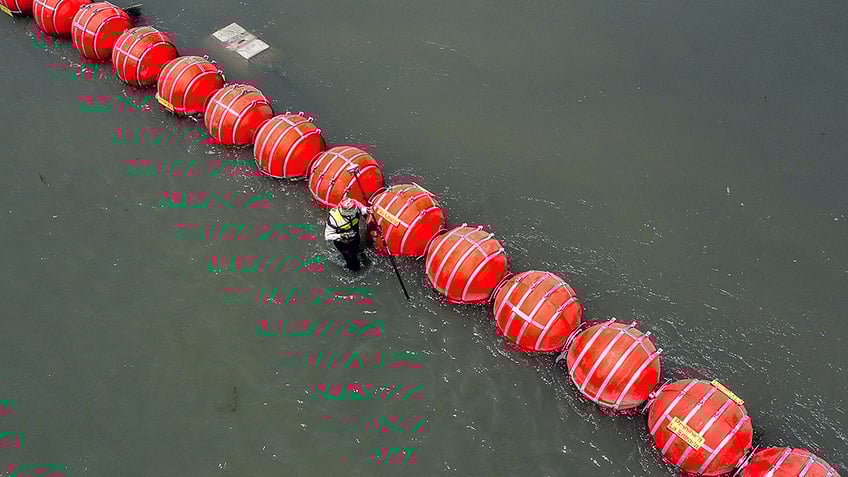 Texas water buoys in Rio Grande River