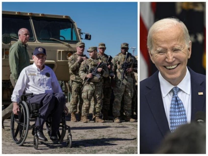 Gov Abbott with Texas National Guard -- Joe Biden (FILE: Getty Images)