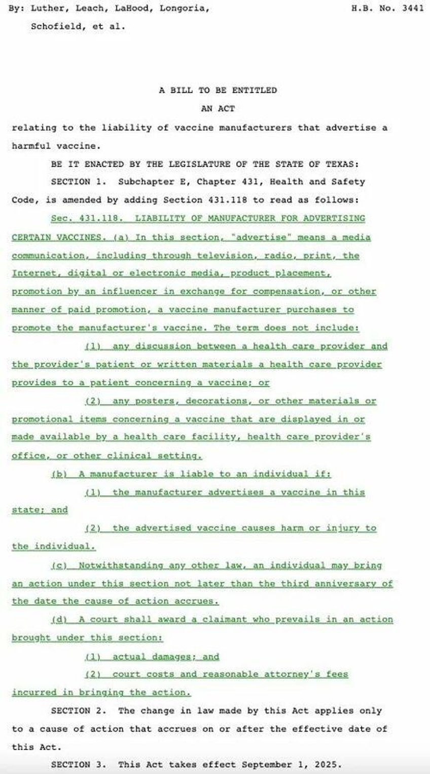 texas house oks bill to sue vaccine makers for false ads