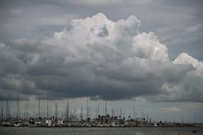 Boats sit in a marina in Corpus Christi, Texas ahead of the arrival of Tropical Storm Bery