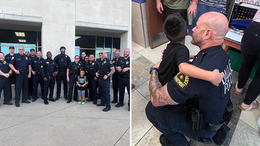 dallas police in Texas escort son of fallen officer