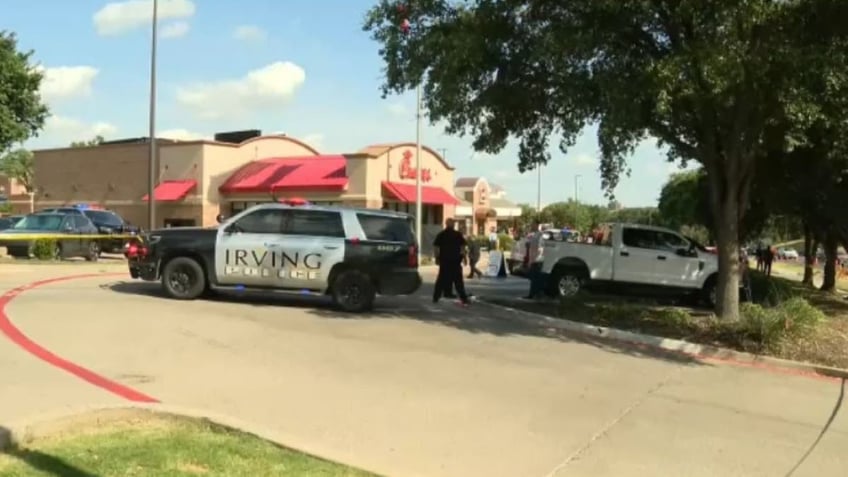 Texas police car near Chick-fil-A