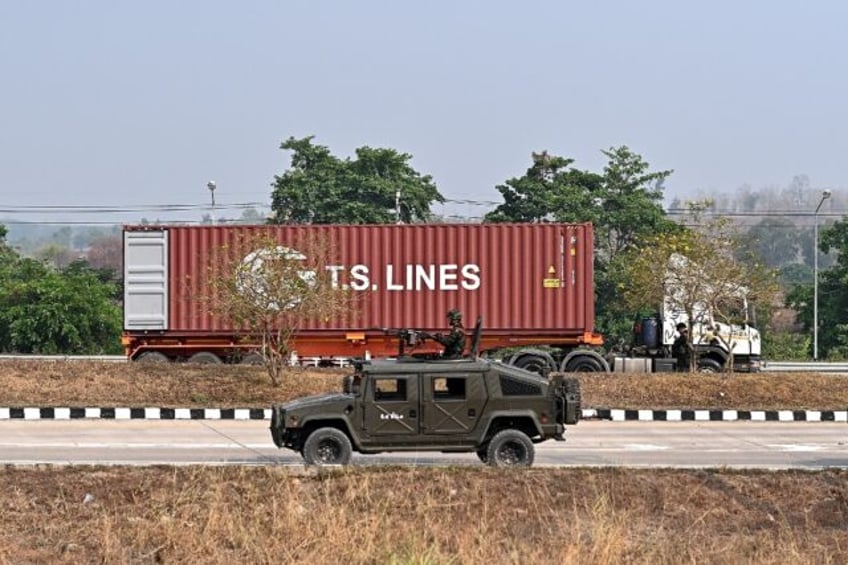 A handful of trucks arrived on the Thai side from Myanmar over the "2nd Friendship Bridge"