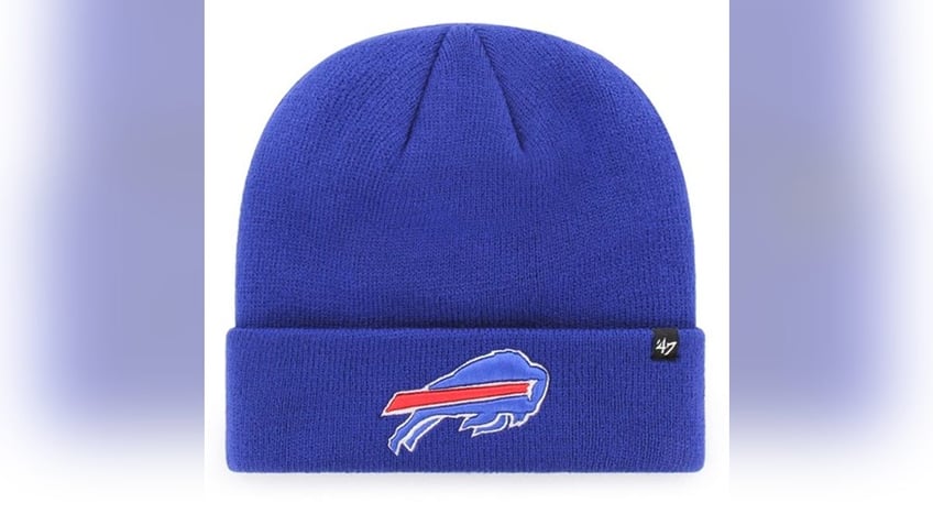 Show your team some love a bright blue Bills beanie.