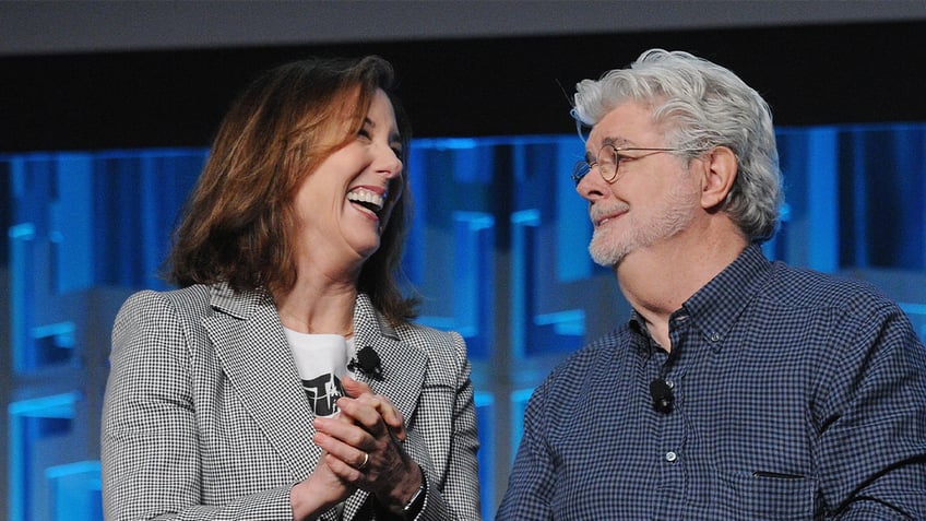 Kathleen Kennedy and George Lucas