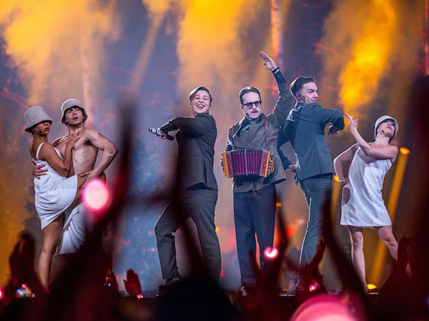 12 May 2025, Switzerland, Basel: KAJ from Sweden with the song "Bara Bada Bastu" on the st