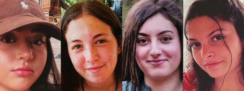 The four freed Israeli hostages (L to R): Liri Albag, Karina Ariev, Daniella Gilboa and Na