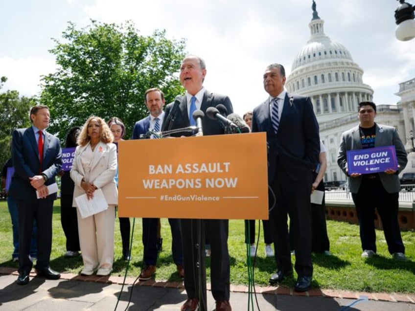 WASHINGTON, DC - APRIL 30: U.S. Sen. Adam Schiff (D-CA) speaks at a press conference intro