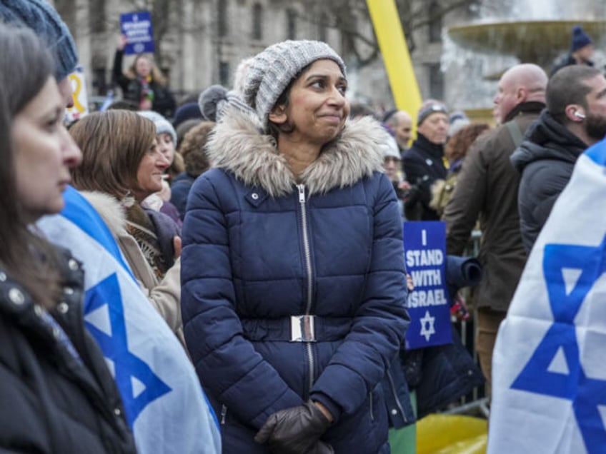 Former home secretary Suella Braverman in the crowd during a pro-Israel rally in Trafalgar