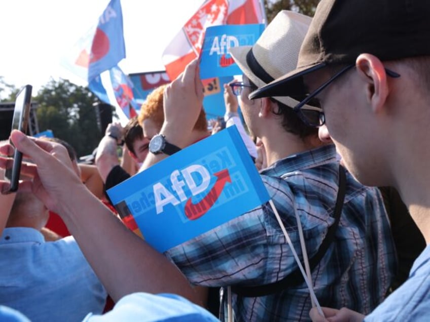 ERFURT, GERMANY - AUGUST 31: Supporters of the far-right Alternative for Germany (AfD) pol