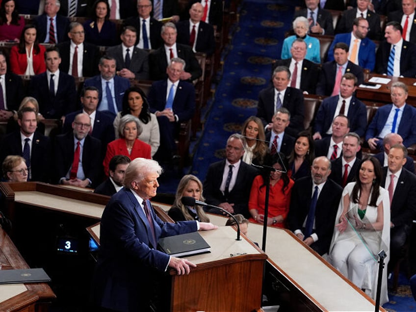 President Donald Trump addresses a joint session of Congress at the Capitol in Washington,