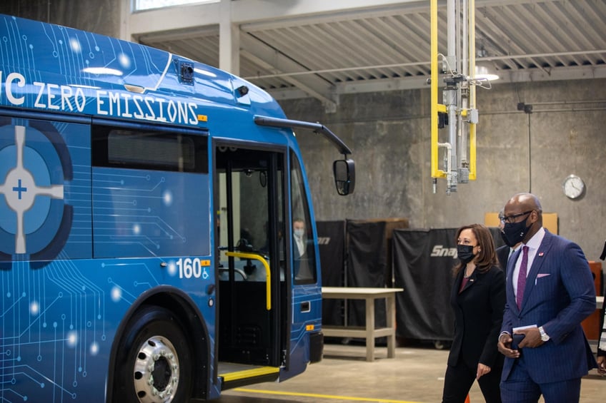 the proterra scandal deepens kamala harris pete buttigieg team up to promote electric bus company mired in jennifer granholm connections