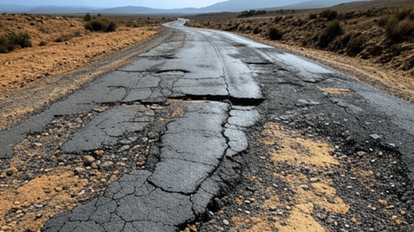 Cracked road.