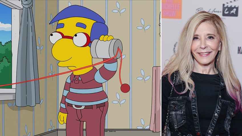 Side by side Milhouse from "The Simpsons" and actress Pamela Hayden