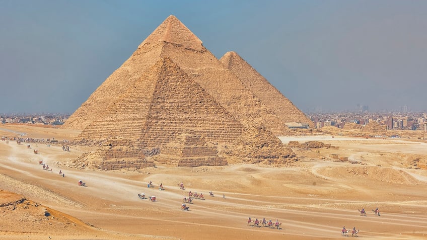 The Great Pyramids of Giza in Egypt.