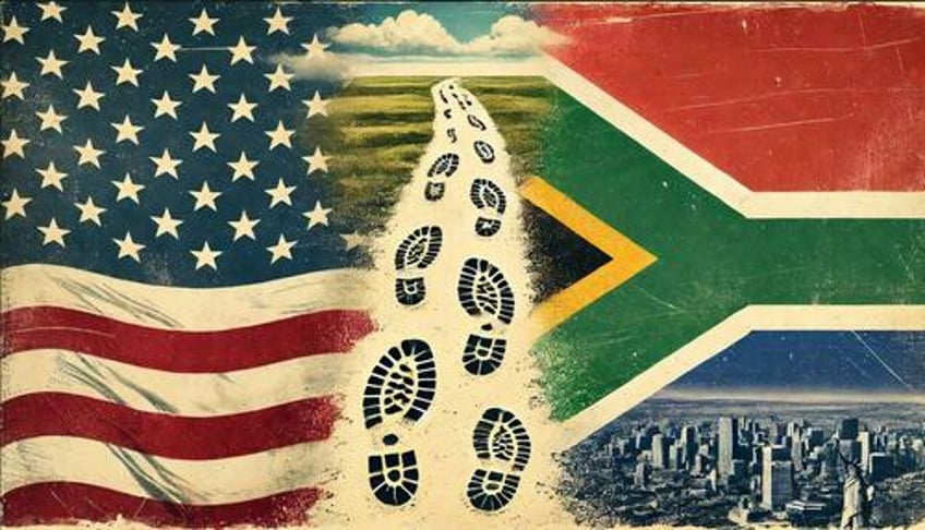 An image combining an American and a South African flag. 