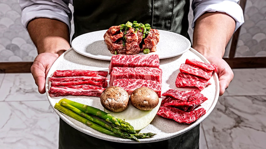 Plate of raw steak