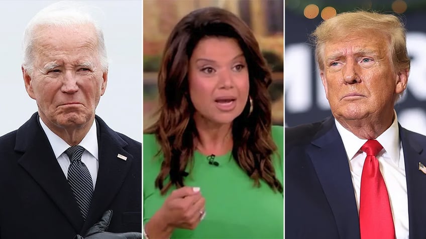 Joe Biden, Ana Navarro and Donald Trump split image