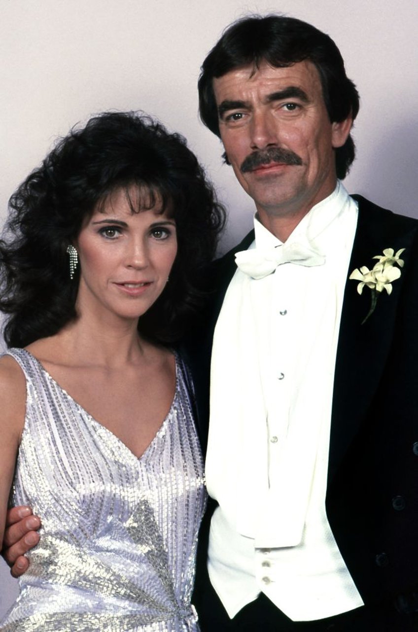 LOS ANGELES - 1992: The Young And The Restless actor Eric Braeden and actress/writer Meg Bennett pose for a portrait in 1992 in Los Angeles, California. (Photo by Donaldson Collection/Michael Ochs Archives/Getty Images)