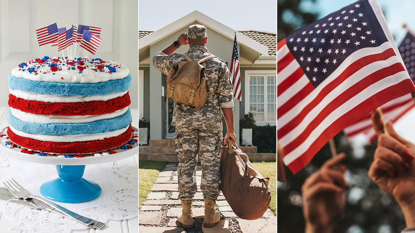 Cake, Soldier and American flags