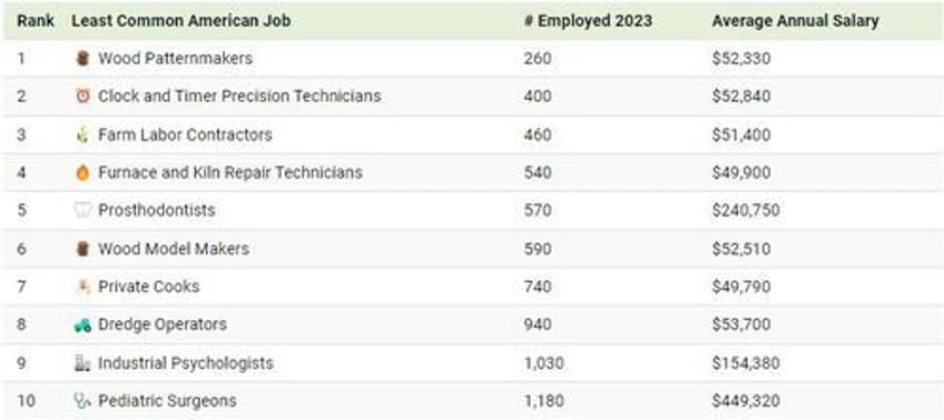 these are americas least common jobs