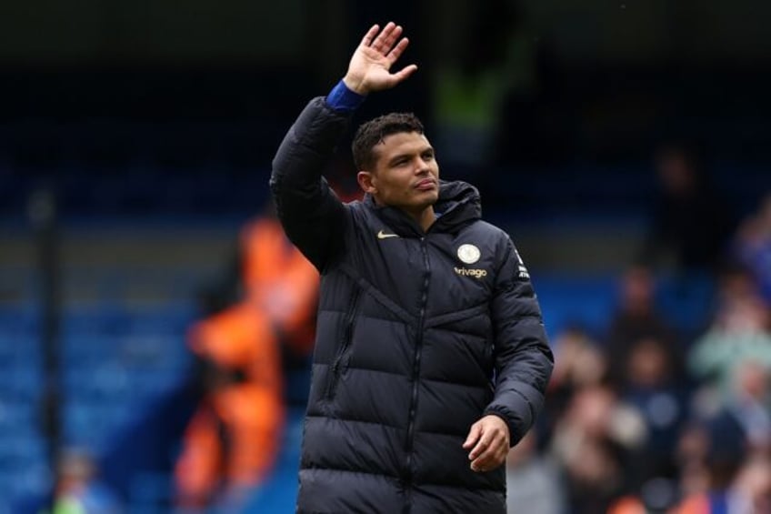 Thiago Silva applauds the Chelsea fans after his team's Premier League match against West